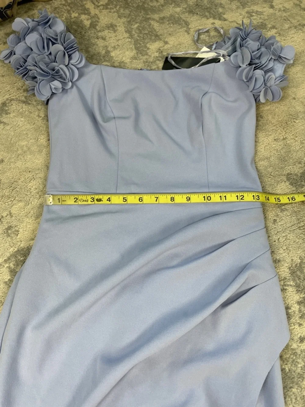 NWT Xscape Off The Shoulder Ruffle Scuba Crepe Gown Dress Periwinkle Purple 4